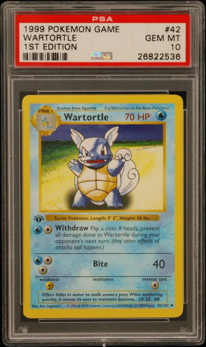 Wartortle 1st Edition, Game, PSA 10