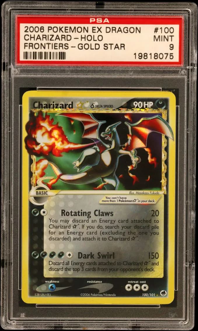 Charizard-Holo Gold Star, EX Dragon Frontiers, PSA 9
