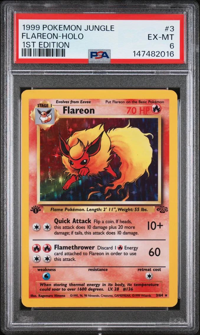Flareon-Holo 1st Edition, Jungle, PSA 6