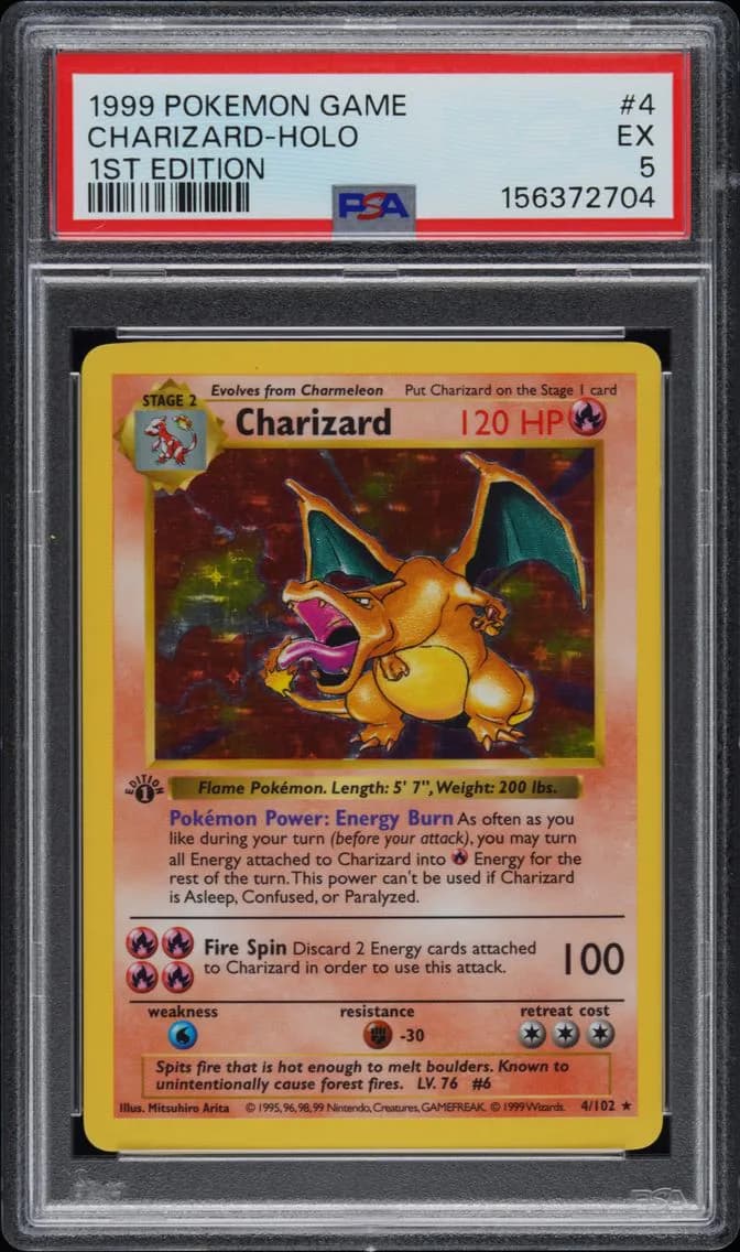 Charizard-Holo 1st Edition, Game, PSA 5