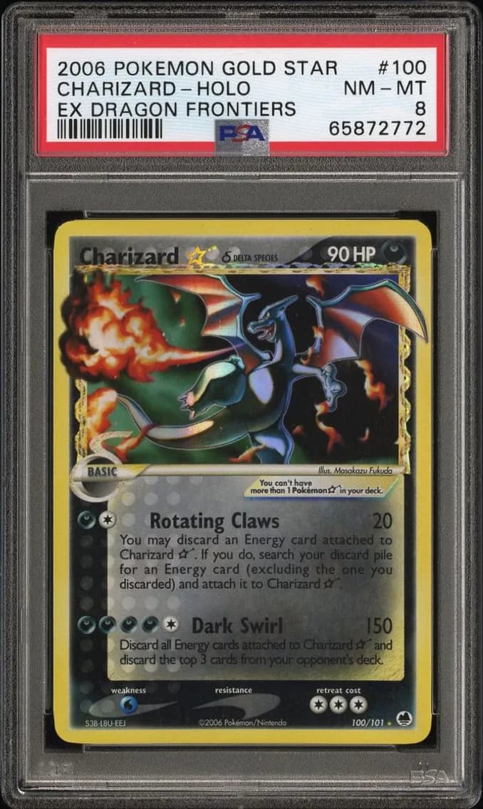 Charizard-Holo, EX Dragon Frontiers, PSA 8
