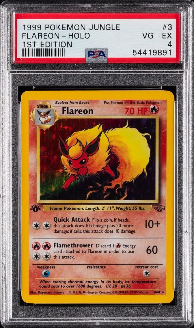 Flareon-Holo 1st Edition, Jungle, PSA 4