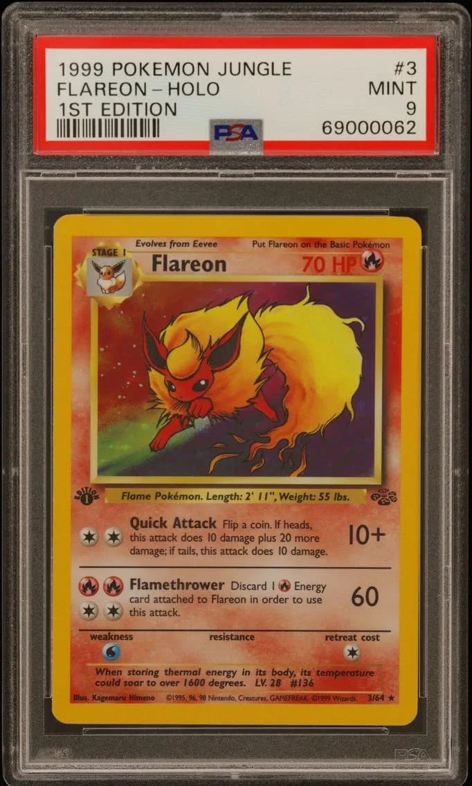 Flareon-Holo 1st Edition, Jungle, PSA 9