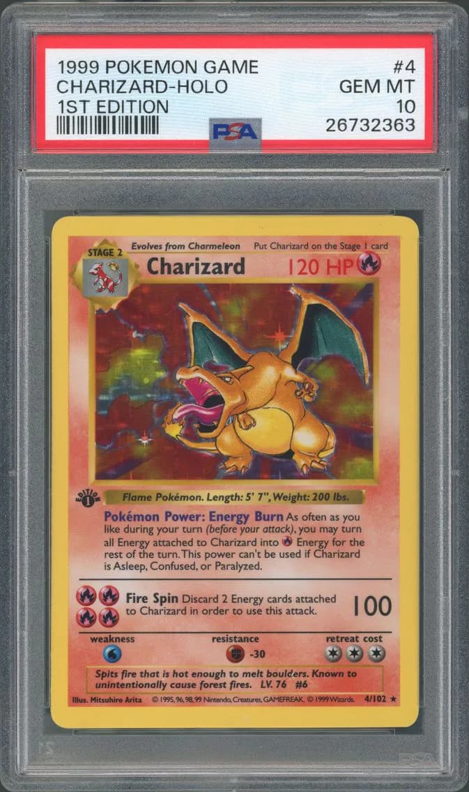 Charizard 1st Edition, Game, PSA 10