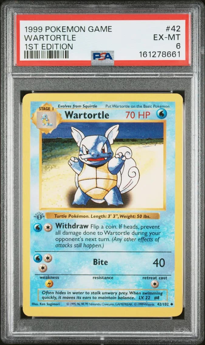 Wartortle 1st Edition, Game, PSA 6